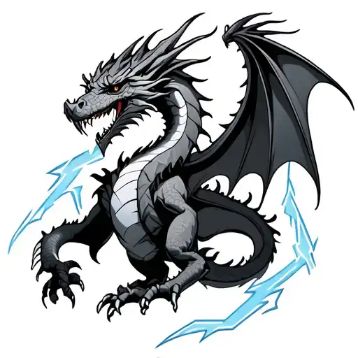 Dragon Surrounded By Lightning