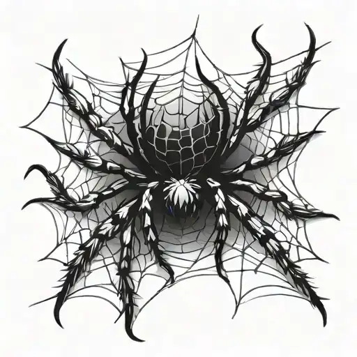 Spider With Web Shing In Moonlight