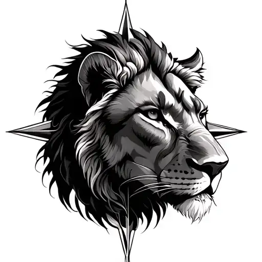Lioness With Compass Rose Intertwined