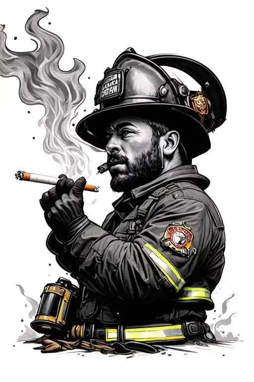 Fire Fighter Cigarette Being Consumed