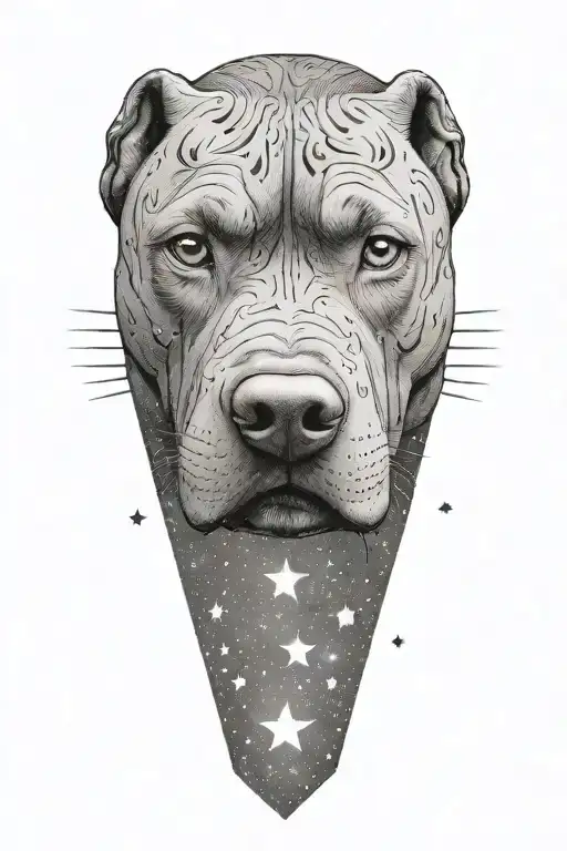 Pitbull Dog With Background Of Stars