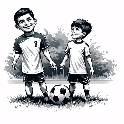 Dad With 2 Boys Going To Soccer Game