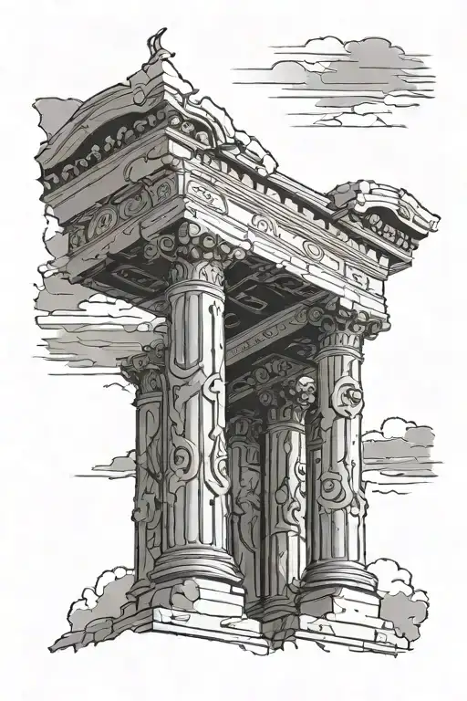 Background Representing The Sky In The Form Of Greek Architecture