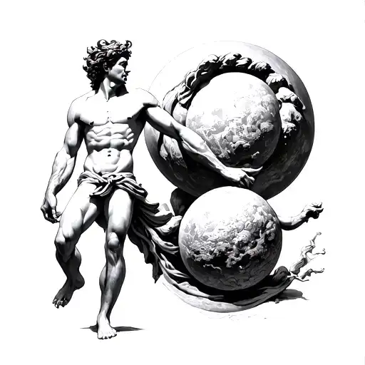 Can You Create Me A Tattoo That Depicts The Greek Titan Atlas And Also Sisyphus