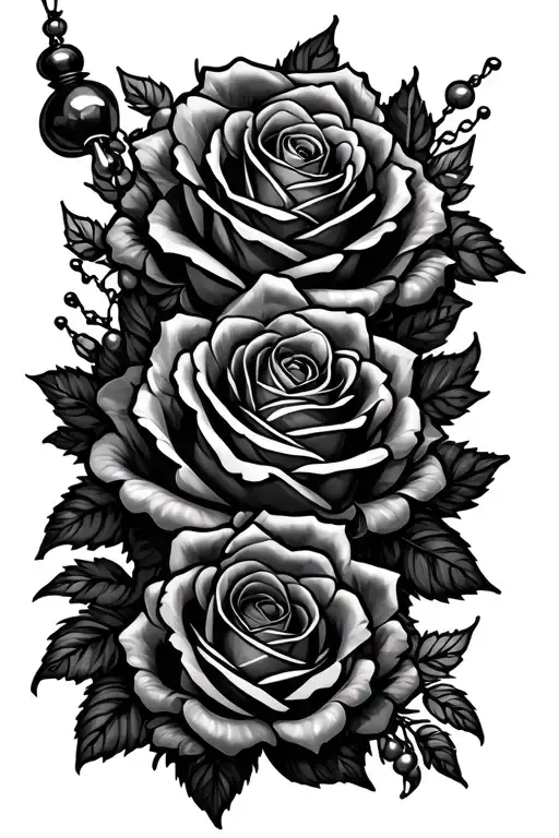 Roses And Rosary Intertwined