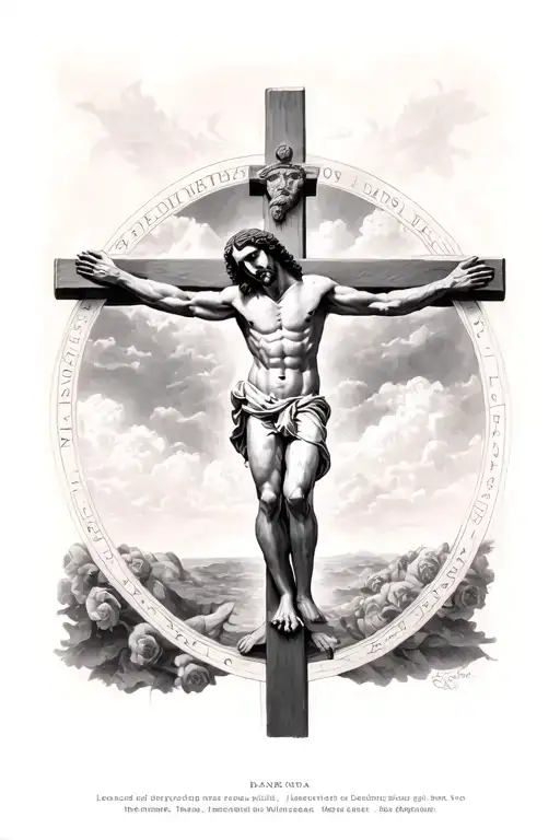 The Vitruvian Man By Leonardo Da Vinci As Jesus On The Cross