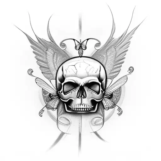 A Videographer's Camera Lens Transformed Into A Skull With Butterfly Wings