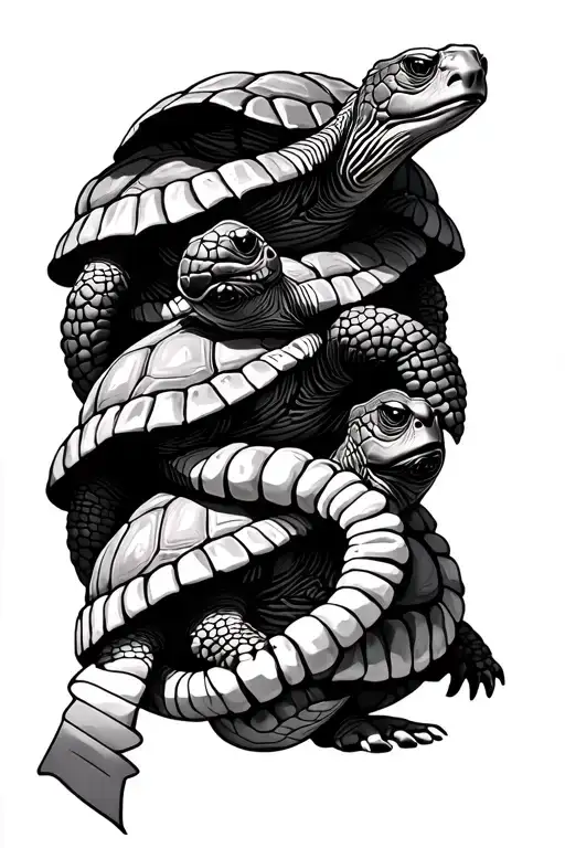 3 Turtles With Colon Cancer Ribbon Wrapped Loosely