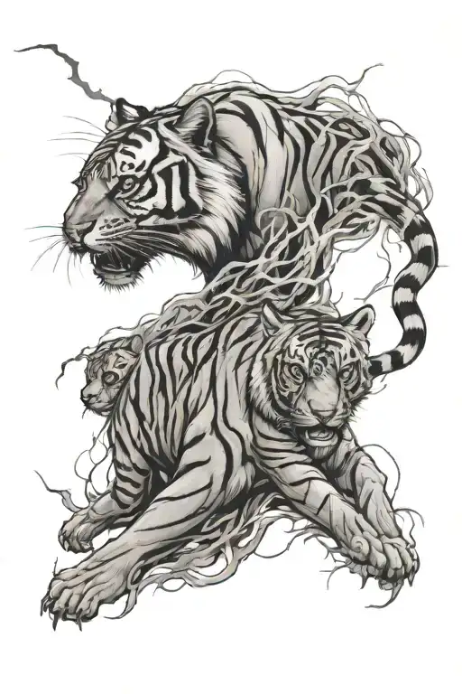 Tiger And Lightning