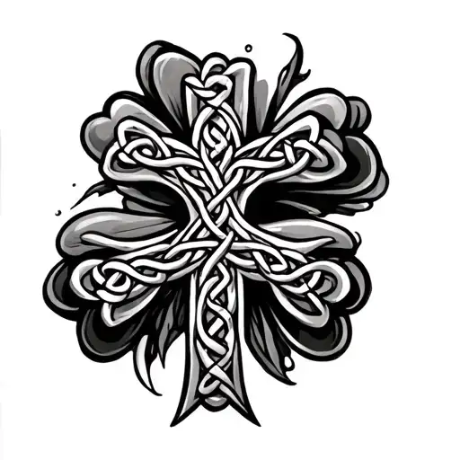 Celtic Cross And Clover At 4