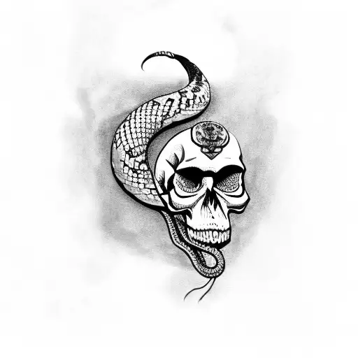 Skull With Snake