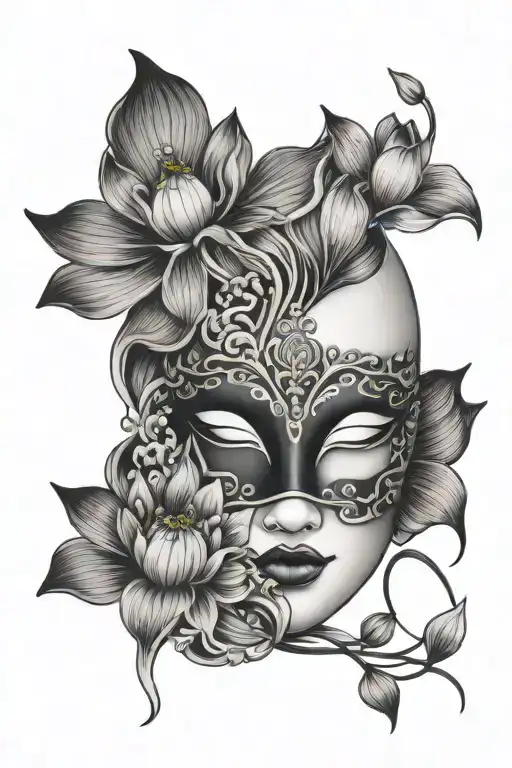 Drama Mask With Lotus Flowers Wrapped