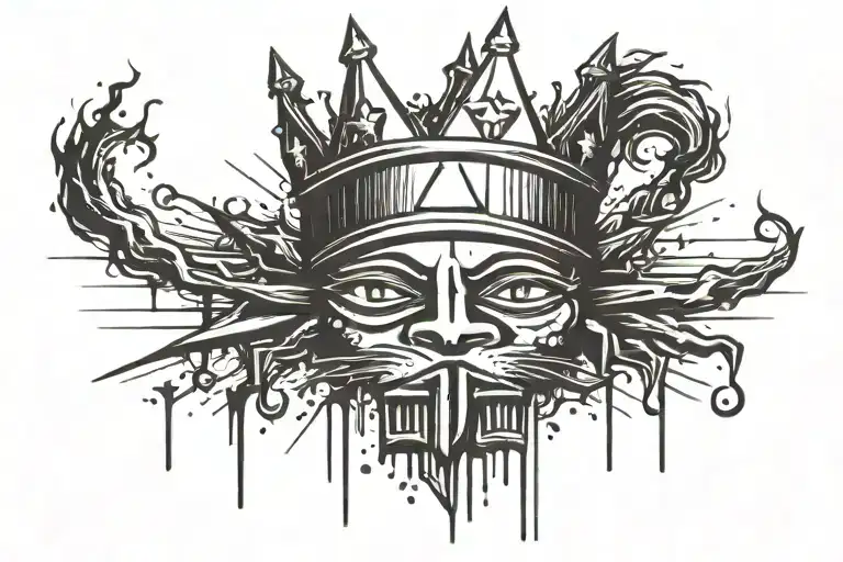 Basquiat Crown Over Sun Rays Shining