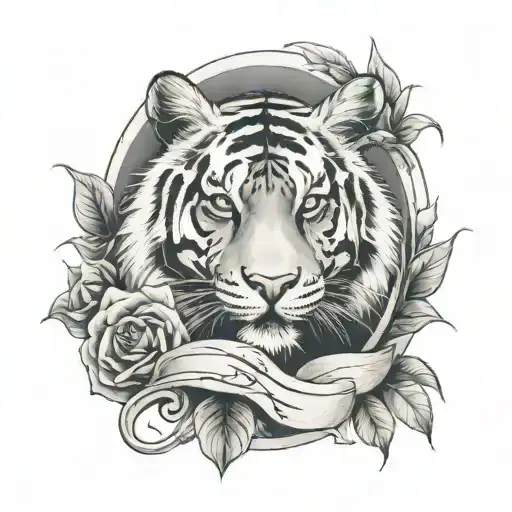 Grave Stone And A Tiger Face Underneath