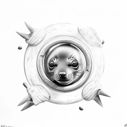 Circus Seal Pup Jumping Through A Ring Of Fore