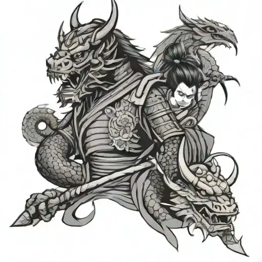 Samurai And Dragon Wrapped