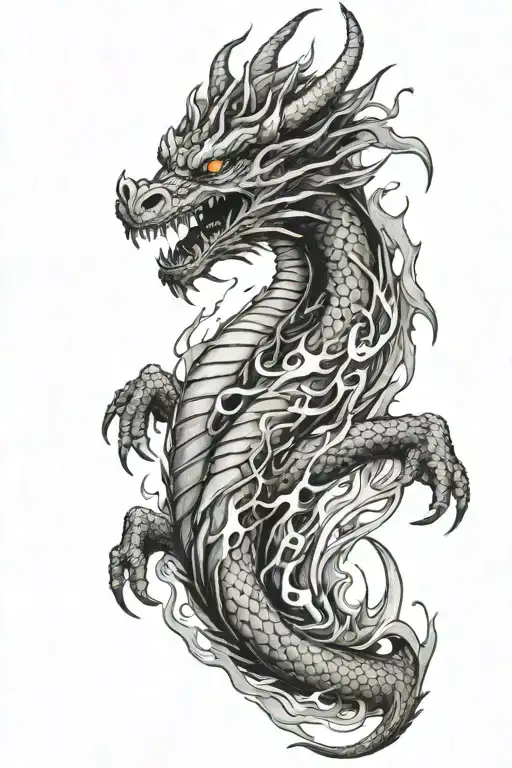 Dragon With Flames Wrapped