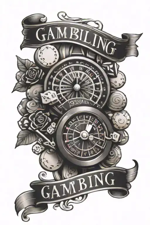 Gambling Themed Tattoo Featuring Quotes