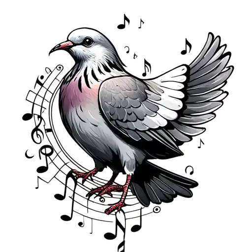 A Dove With Music Note In Its Beak