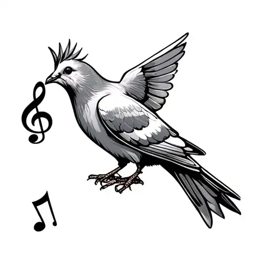 A Basic Dove With Music Note In Its Beak