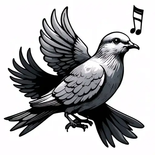 A Basic Dove Carrying A Music Note In Its Beak