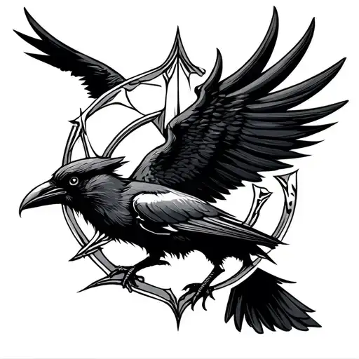 Viking Valhala Symbol And Crow