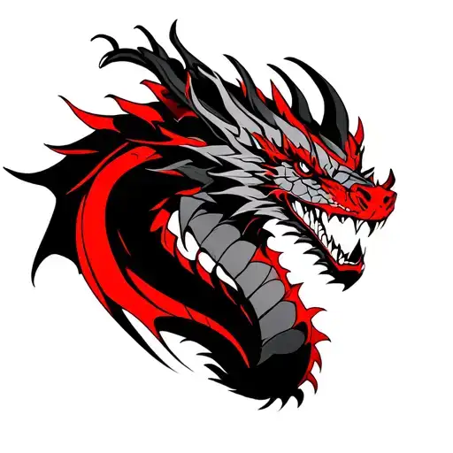 Dragon With Red And Black