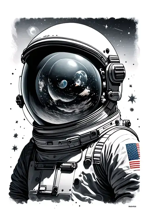 Astronaut Helmet With Space Reflection