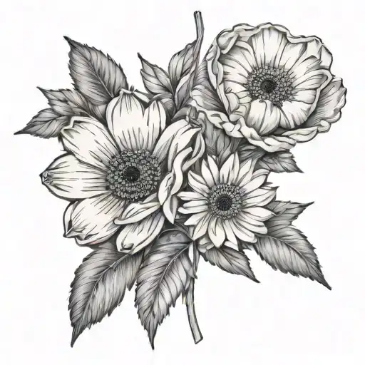 Daisy And Poppy Flower Intertwined