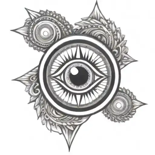 Gemini Line Symbol With The Evil Eye Surrounded