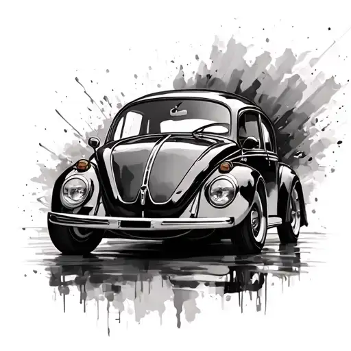 1971 Vw Beetle Black And White Abstract