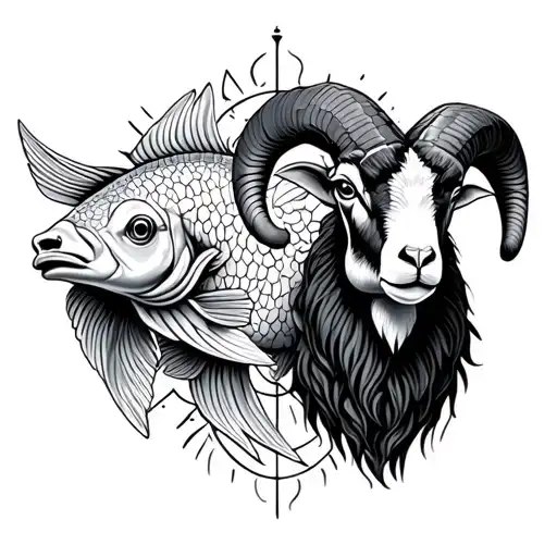 Two Astrological Signs Fish And An Astrological Sign Ram