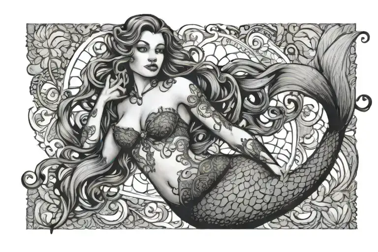A Sensual Mermaid With Intricate Lace Lingerie