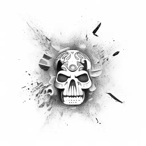 Abstract Explosion With Hidden Skull