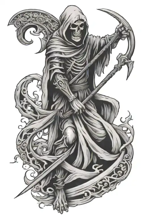Grim Reaper Holding A Scythe