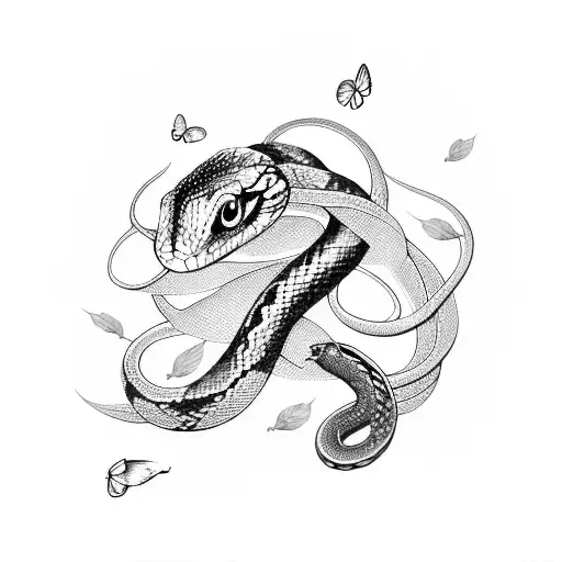 Snake And Butterflies