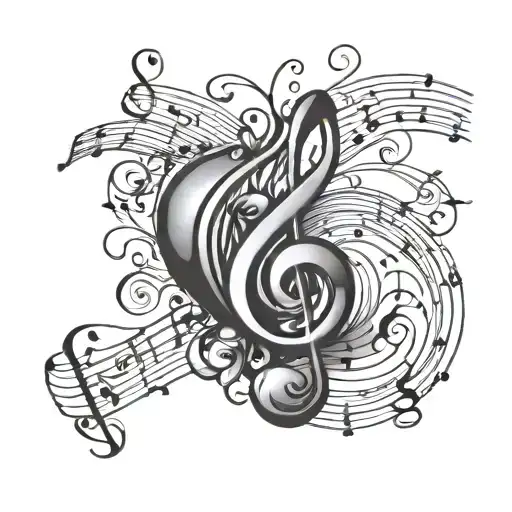 A Harmonious Design Combining A Musical Staff And Waves To Represent The Love For Music And Sailing