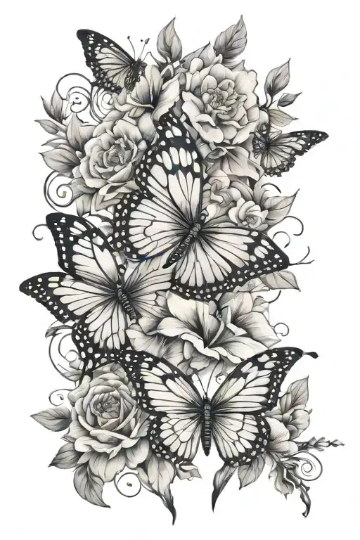Floral Butterfly Half Sleeve