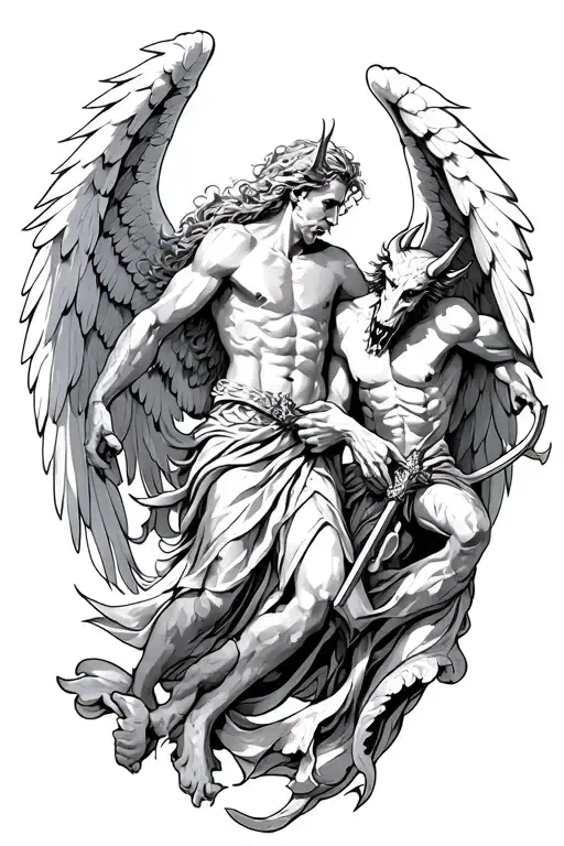 Gothic Archangel Michael Slaying Devil