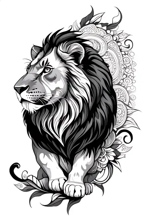 Mandala Lioness Symbolizing Strength