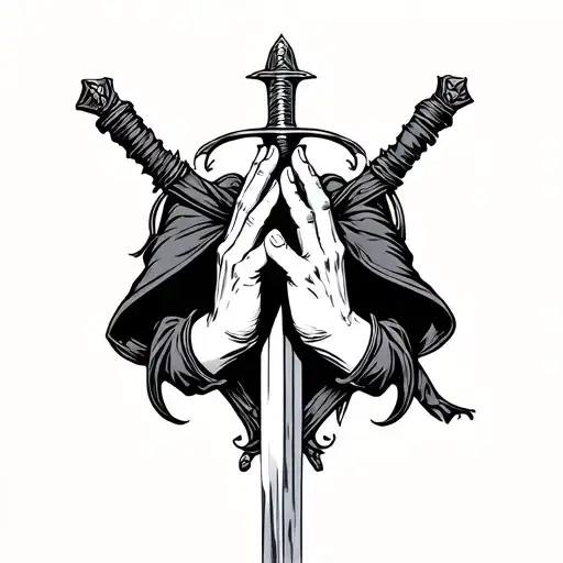 Praying Hands With Sword Wrapped