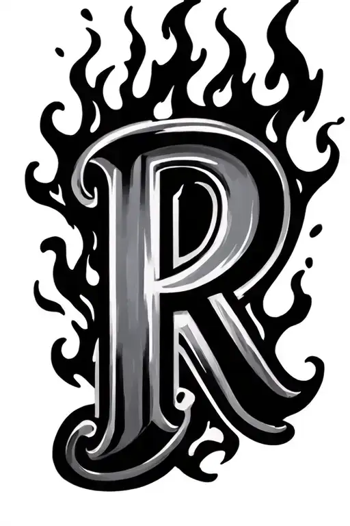 Letter R In Fire
