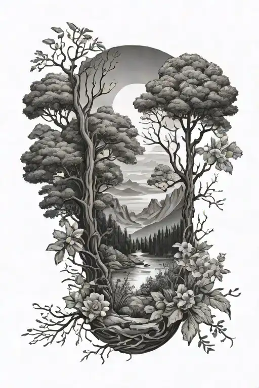 Nature Scene Half Sleeve