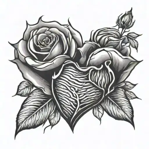 Fingerprint Heart Rose Intertwined
