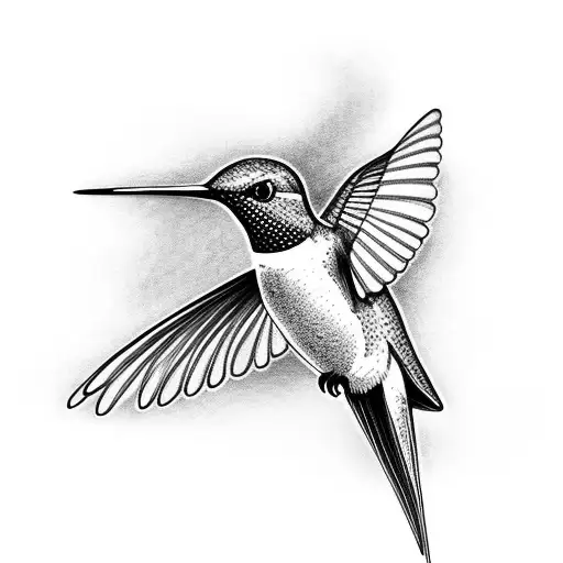 Hummingbird With Vine Branchg Leaves