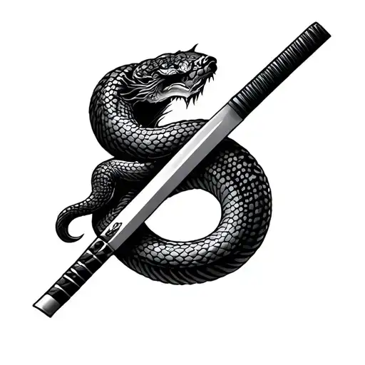 Japanese Snake Wrapped Round Katana Sword