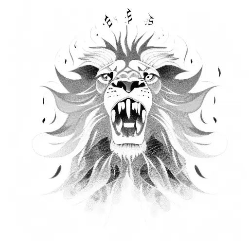 A Fire-breathing Lion With Musical Notes As Its Mane