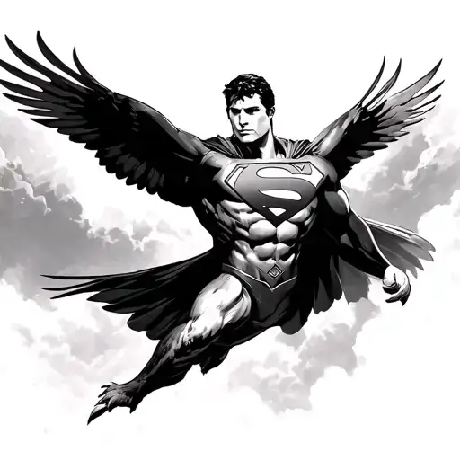 Superman And Eagle Soaring