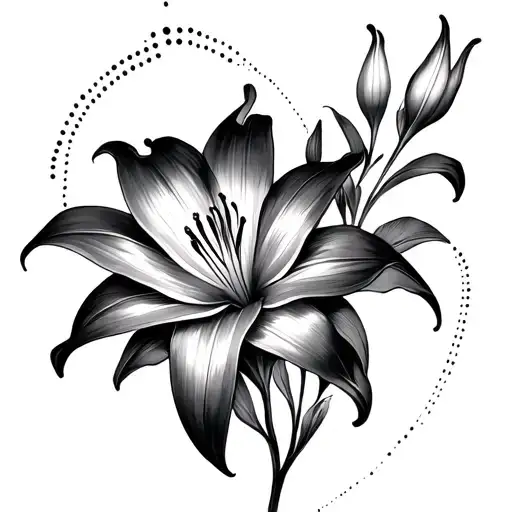 Lily And Mandala With Lines And Dots