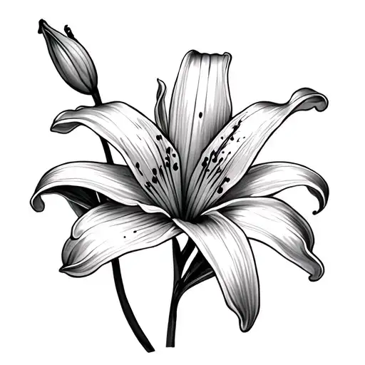 Lily Flower With Dots And Lines